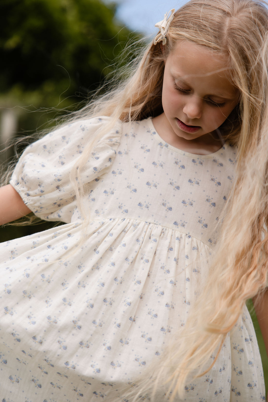 Organic Cotton Muslin Frannie Dress - Molly Blue Childrens Dress from Jamie Kay NZ