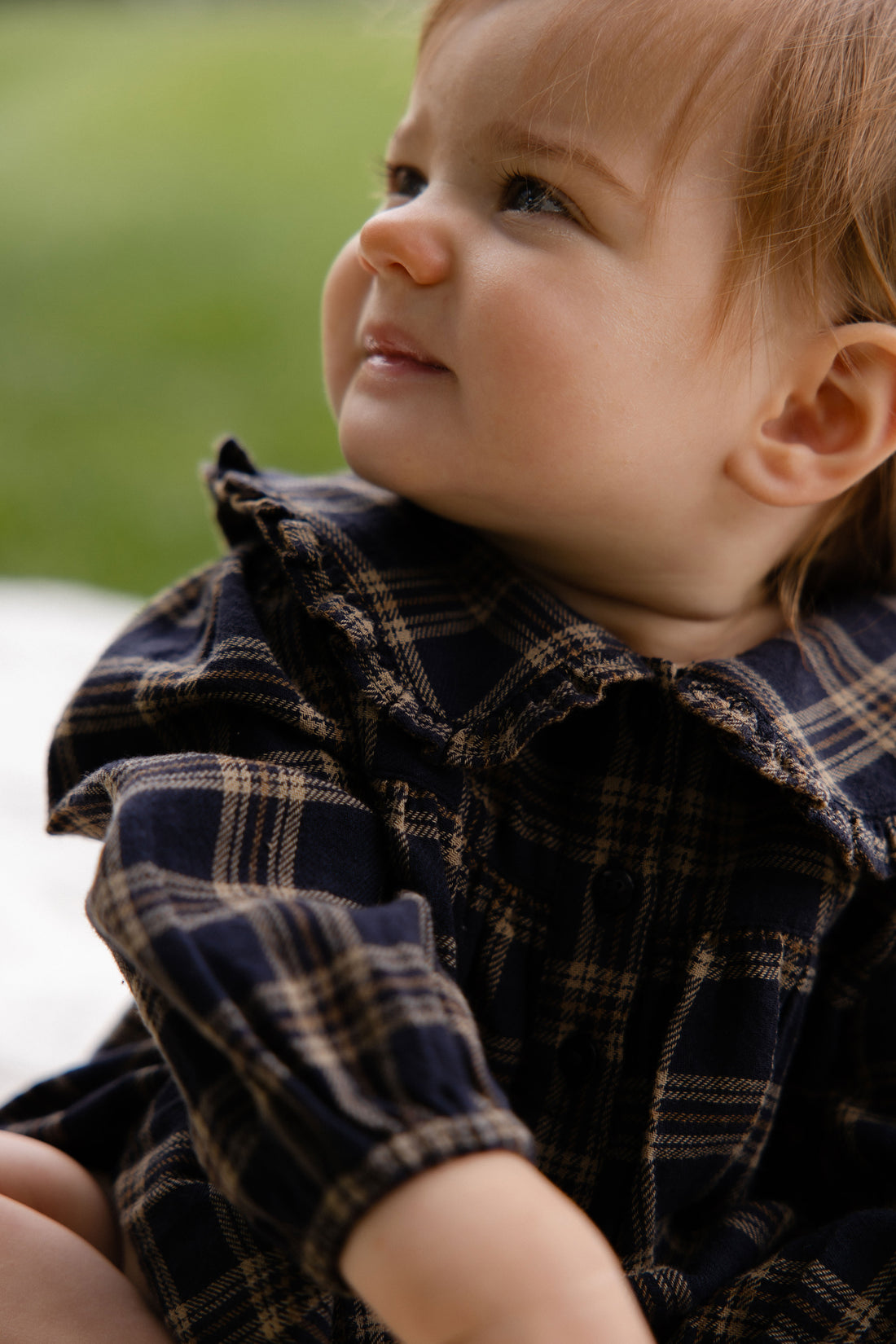 Organic Cotton Elowen Playsuit - Woodland Check Childrens Playsuit from Jamie Kay NZ