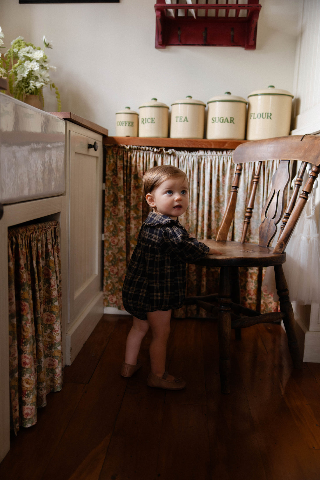 Organic Cotton Elowen Playsuit - Woodland Check Childrens Playsuit from Jamie Kay NZ