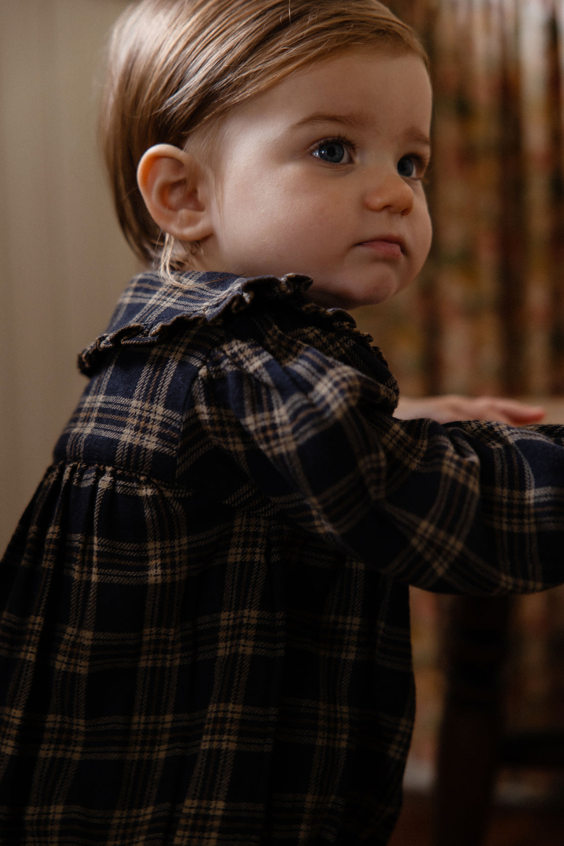 Organic Cotton Elowen Playsuit - Woodland Check Childrens Playsuit from Jamie Kay NZ