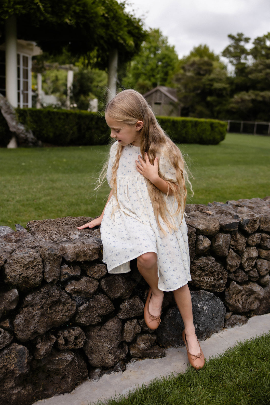 Organic Cotton Muslin Frannie Dress - Molly Blue Childrens Dress from Jamie Kay NZ