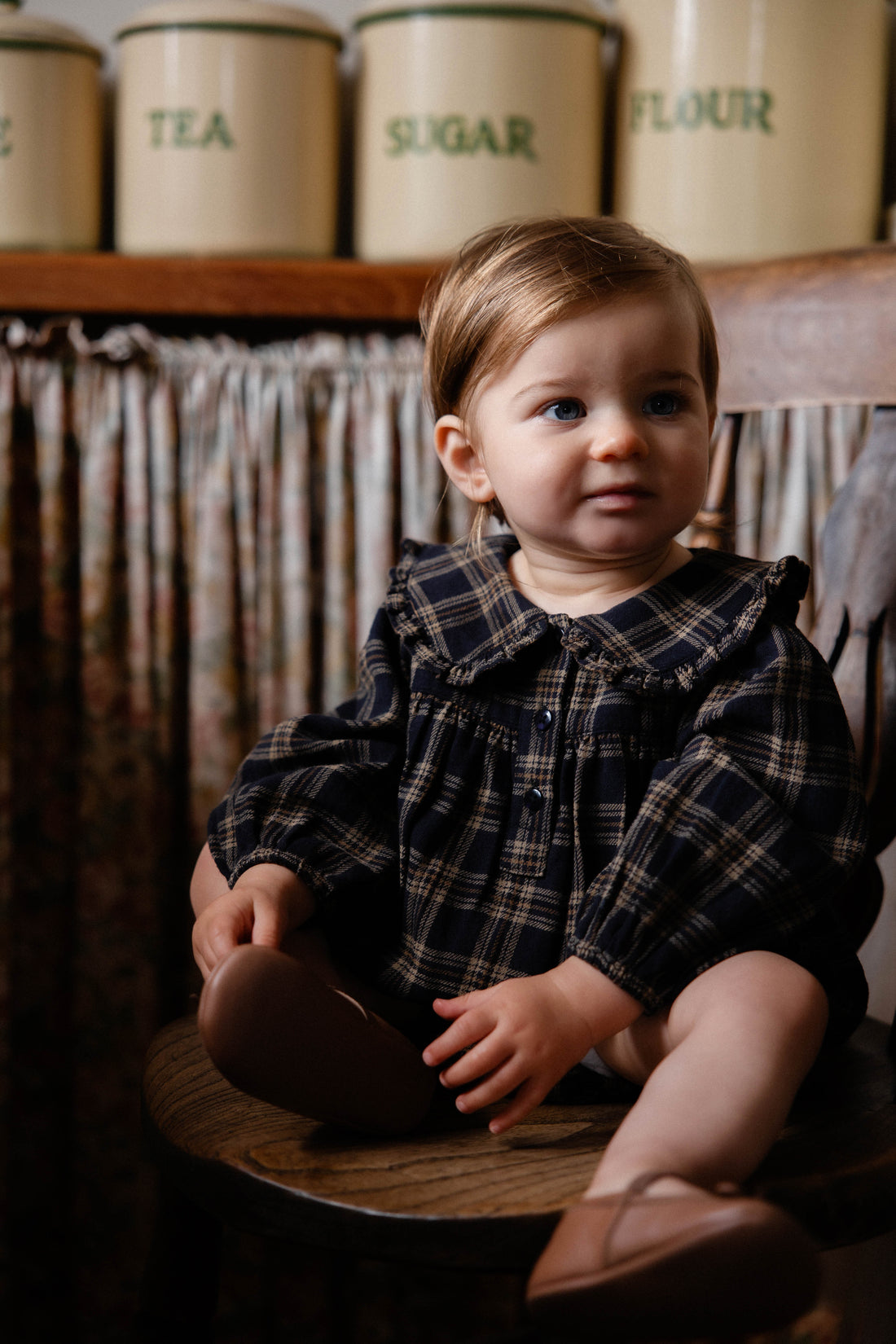Organic Cotton Elowen Playsuit - Woodland Check Childrens Playsuit from Jamie Kay NZ