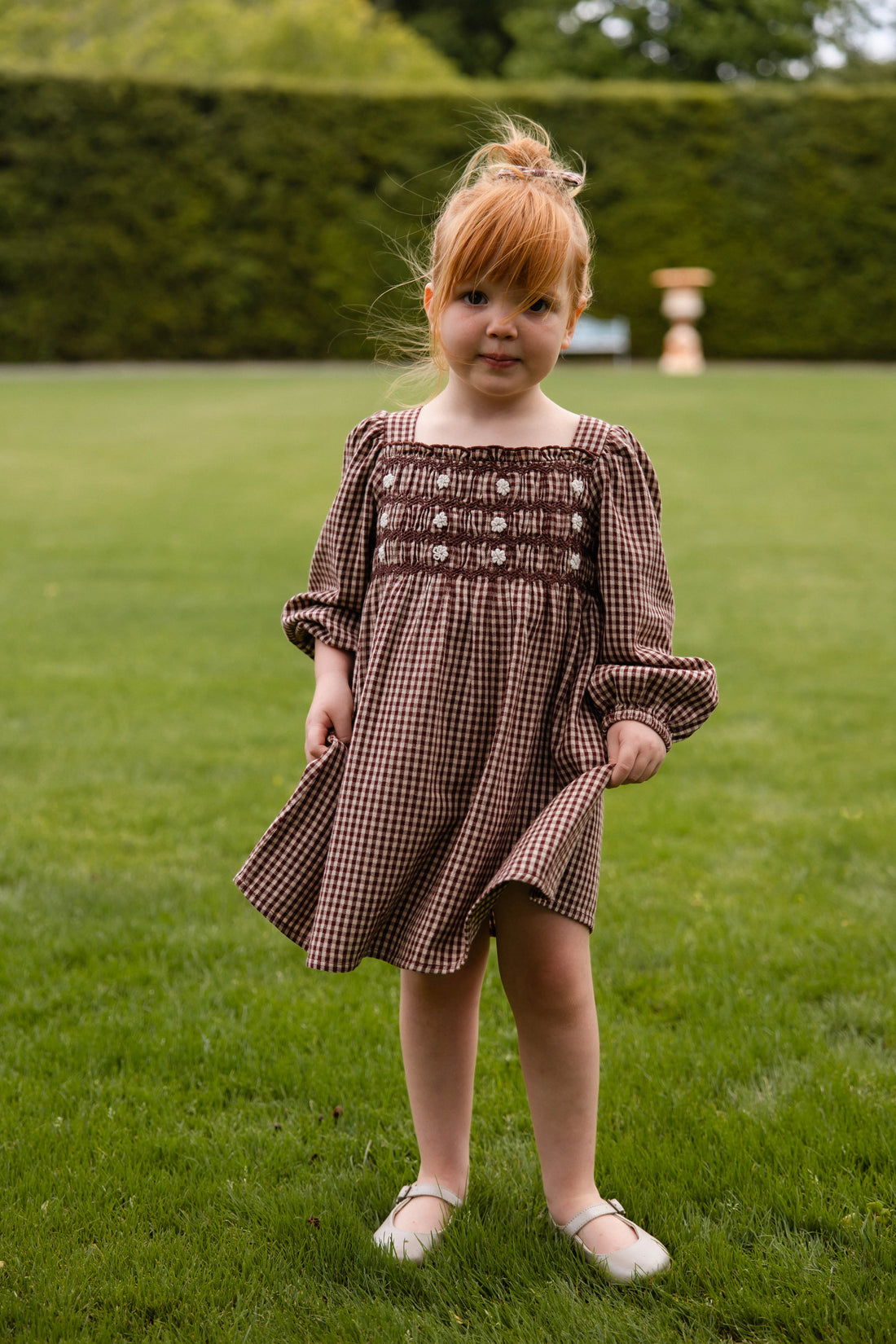 Organic Cotton Cecile Dress - Cinnamon Gingham Childrens Dress from Jamie Kay NZ