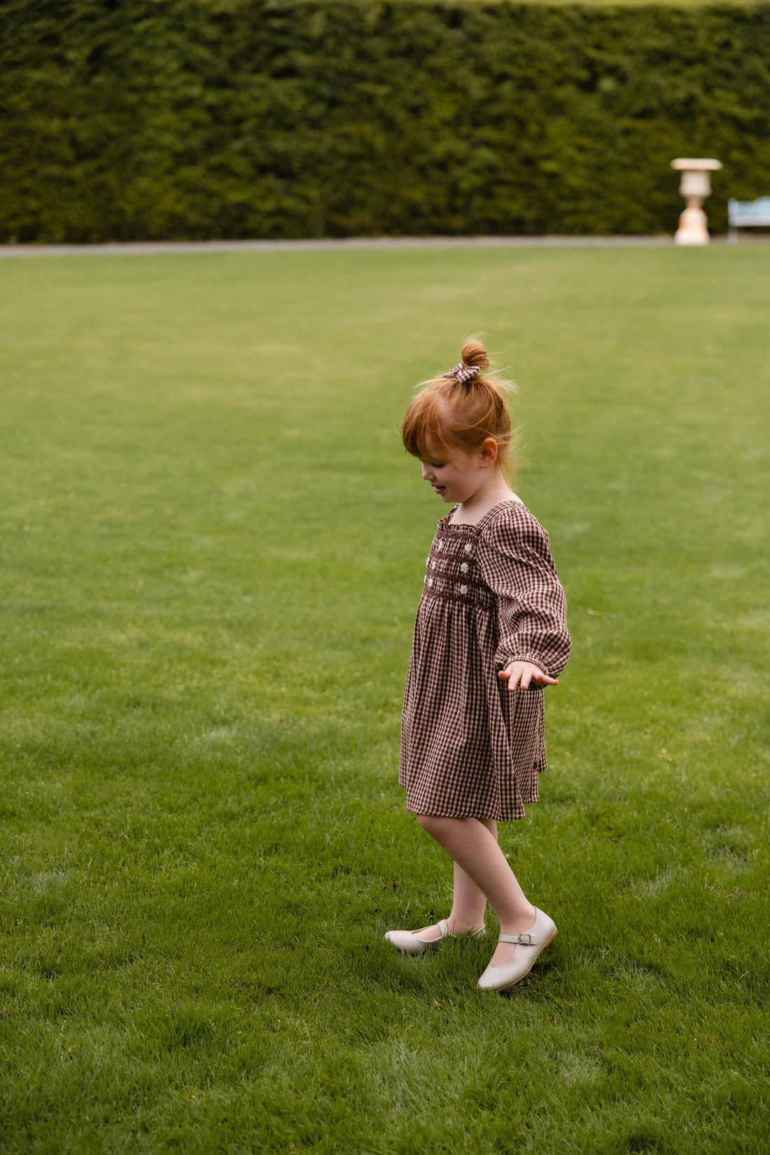 Organic Cotton Cecile Dress - Cinnamon Gingham Childrens Dress from Jamie Kay NZ