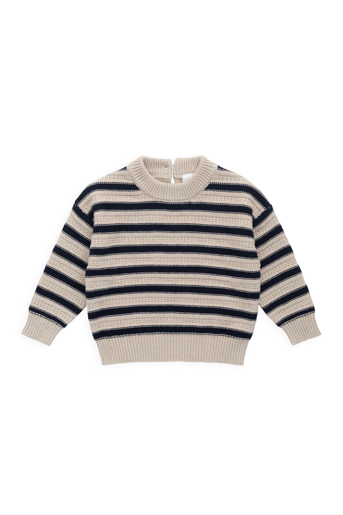 Byron Jumper - Byron Stripe Oat/Eclipse Childrens Jumper from Jamie Kay NZ