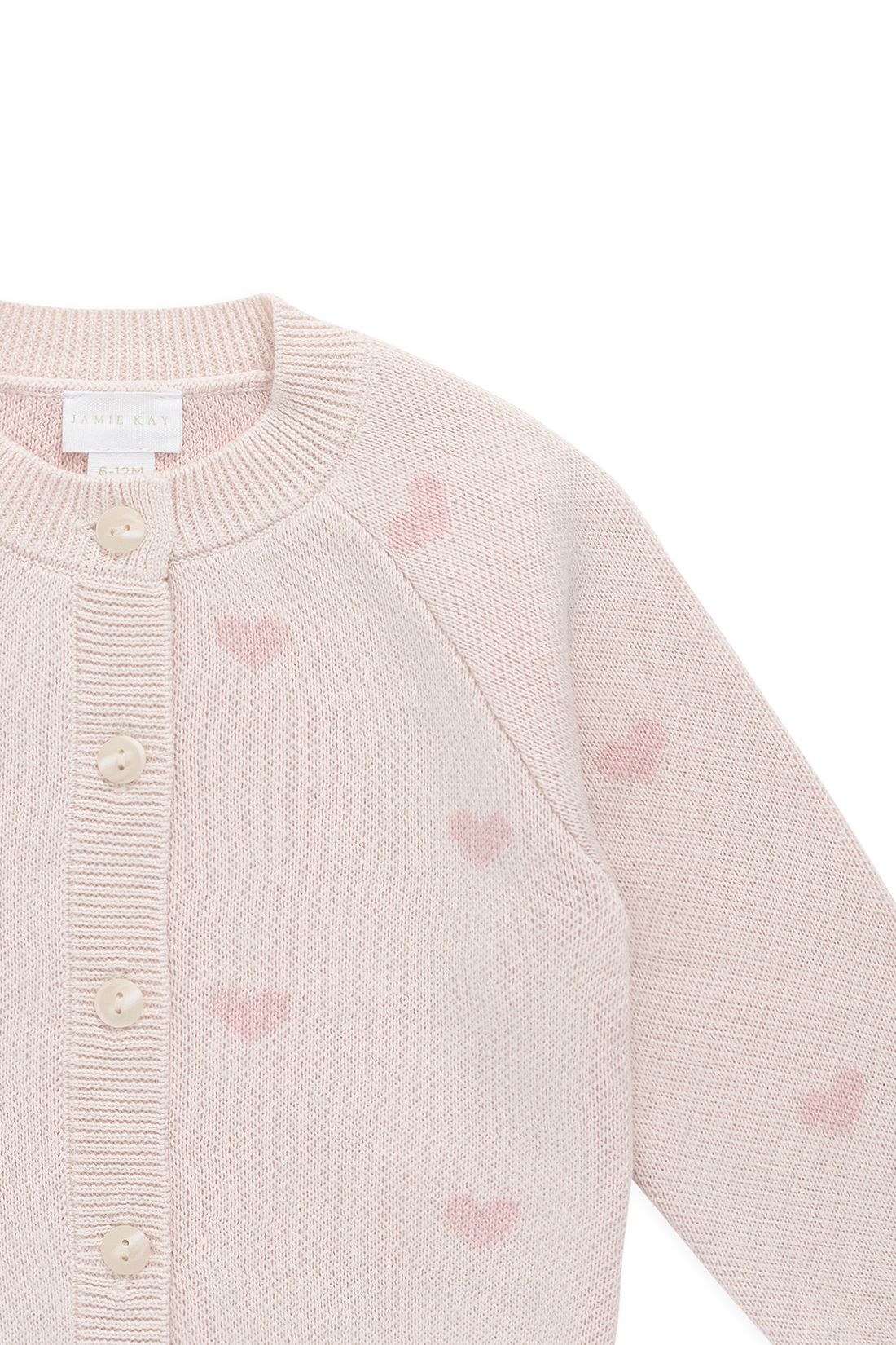 Kate Cardigan - Kate Heart Jacquard Cotton Candy Childrens Cardigan from Jamie Kay NZ