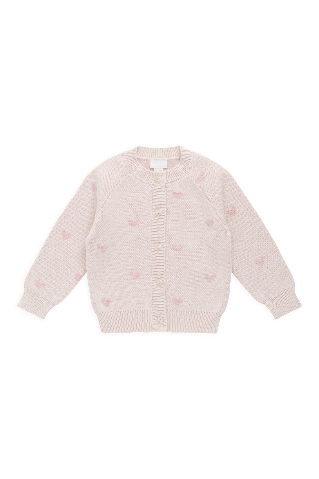 Kate Cardigan - Kate Heart Jacquard Cotton Candy Childrens Cardigan from Jamie Kay NZ