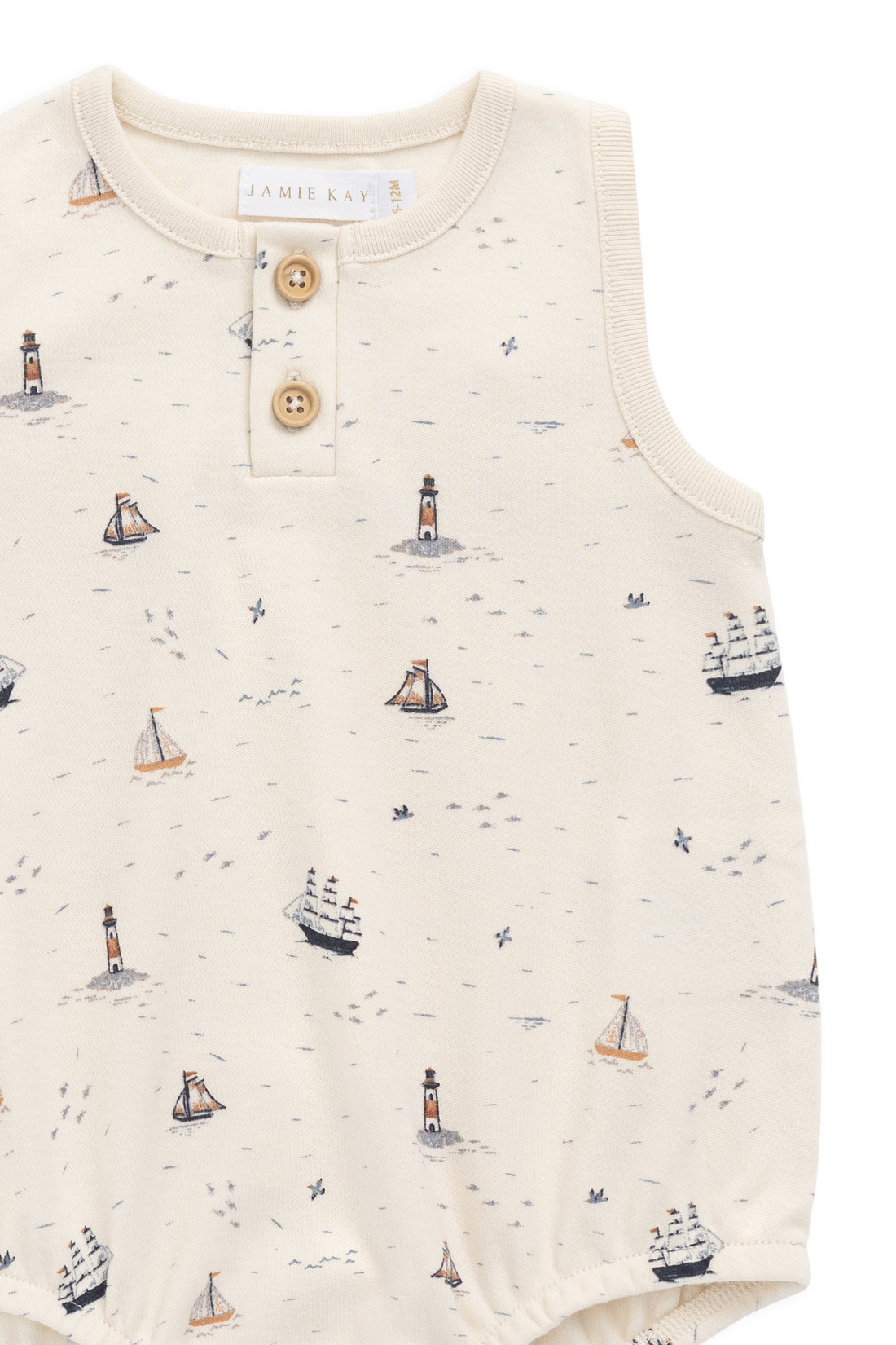 Organic Cotton Archie Playsuit - Sailing Day Childrens Playsuit from Jamie Kay NZ