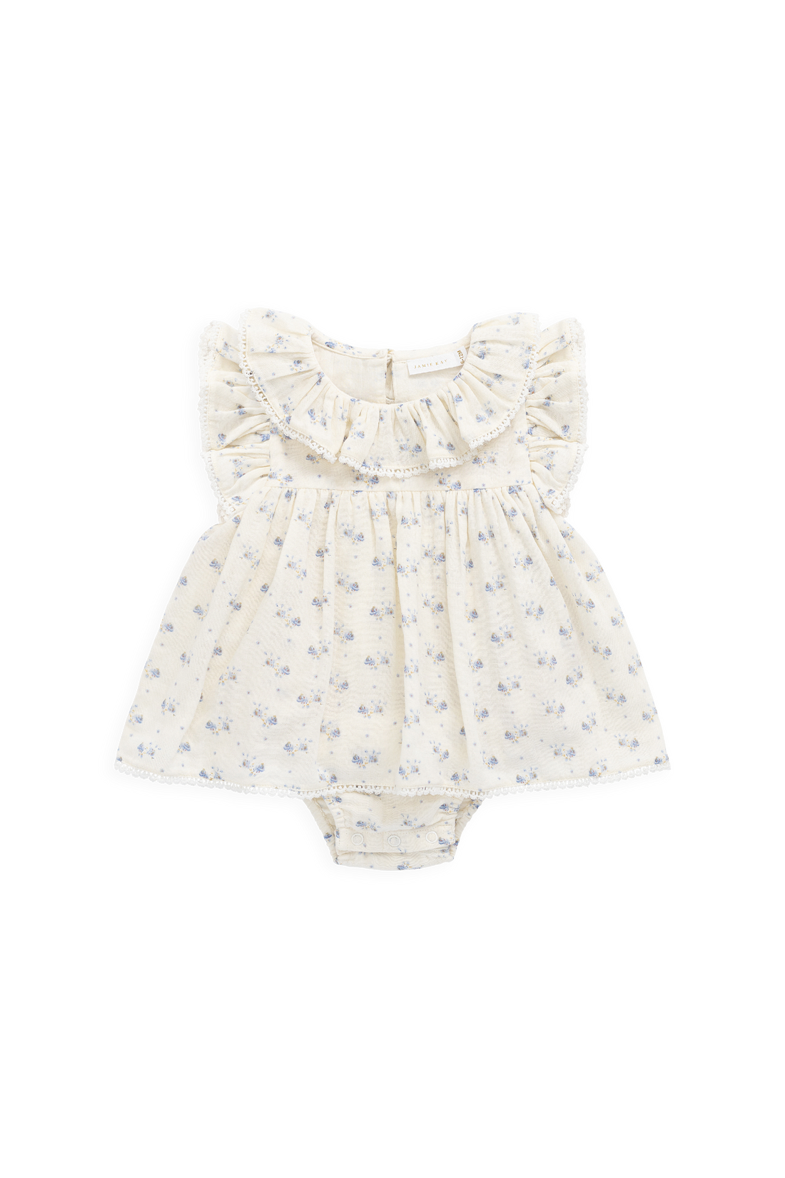 Organic Cotton Muslin Frannie Playsuit - Molly Blue Childrens Onepiece from Jamie Kay NZ