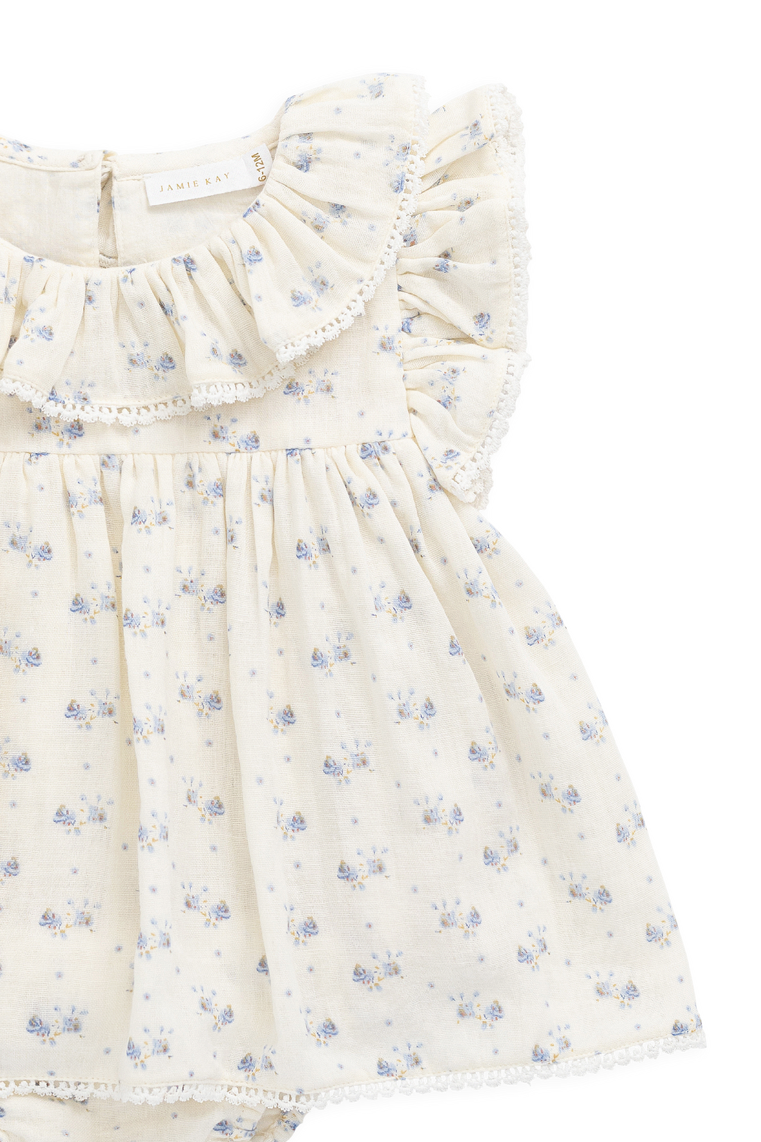 Organic Cotton Muslin Frannie Playsuit - Molly Blue Childrens Onepiece from Jamie Kay NZ