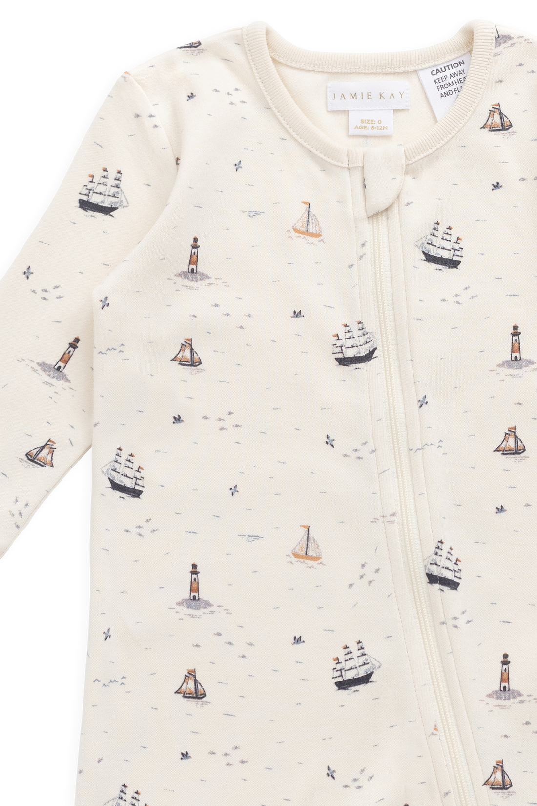 Organic Cotton Reese Zip Onepiece - Sailing Day Childrens Onepiece from Jamie Kay NZ