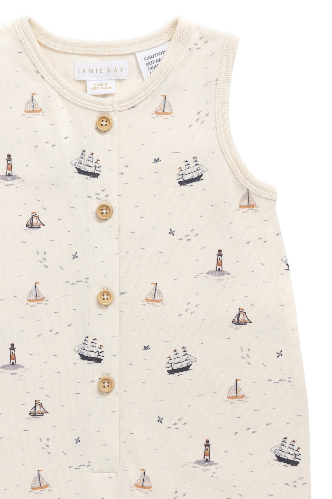 Organic Cotton Rupert Onepiece - Sailing Day Childrens Onepiece from Jamie Kay NZ