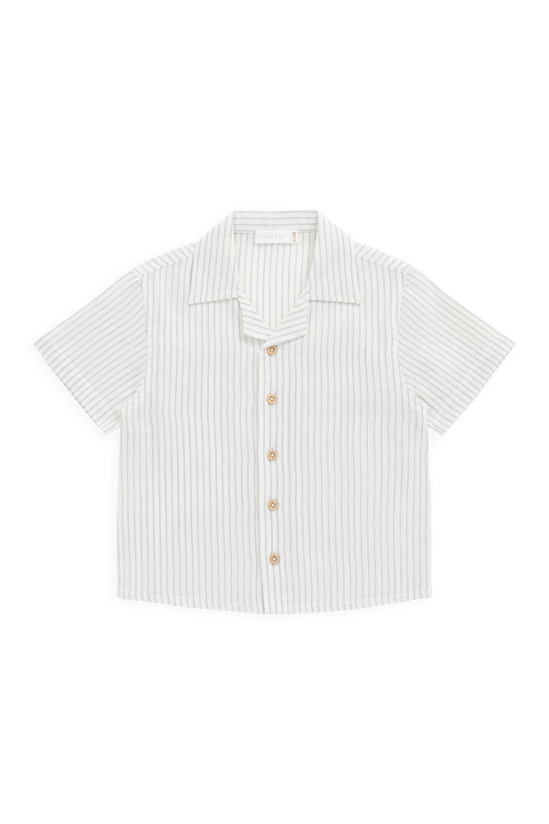 Organic Cotton Silas Shirt - Mini Pinstripe Parchment/Dawn Childrens Top from Jamie Kay NZ