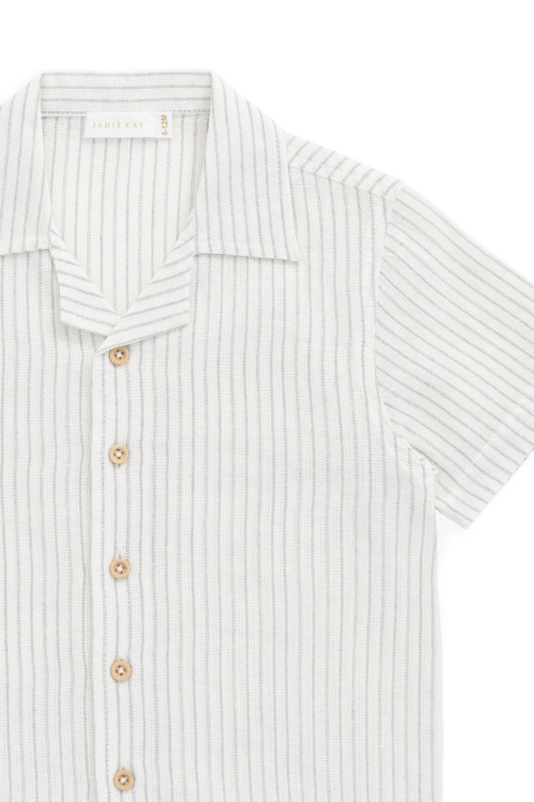 Organic Cotton Silas Shirt - Mini Pinstripe Parchment/Dawn Childrens Top from Jamie Kay NZ