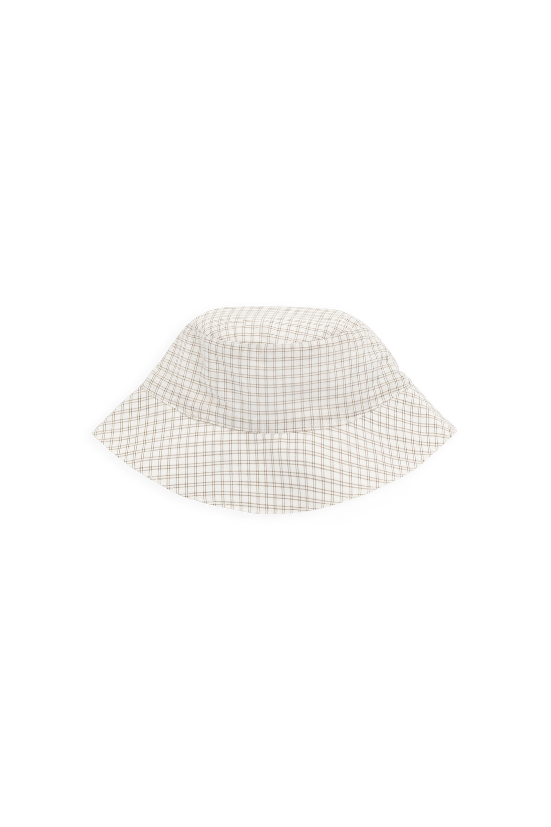 Organic Cotton Woven Bucket Hat - Double Windowpane Check Pecan Childrens Hat from Jamie Kay NZ