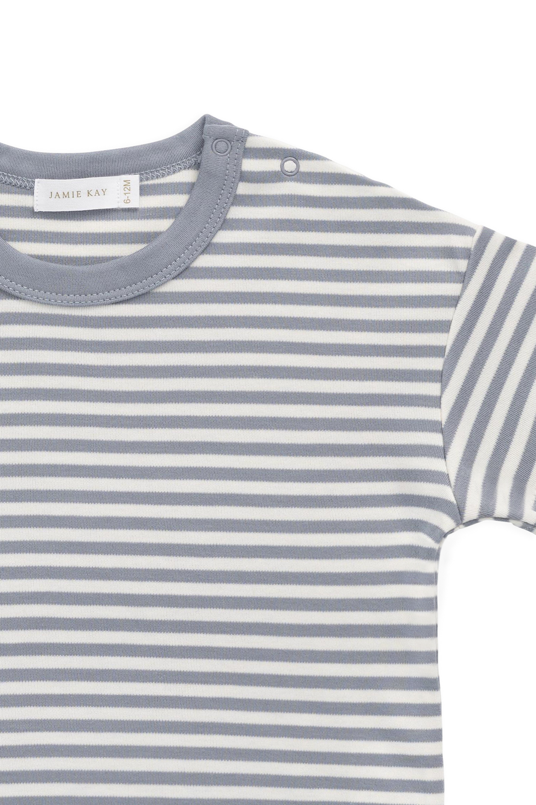 Pima Cotton Wesley Tee - Narrow Stripe Dawn/Cloud Childrens Top from Jamie Kay NZ