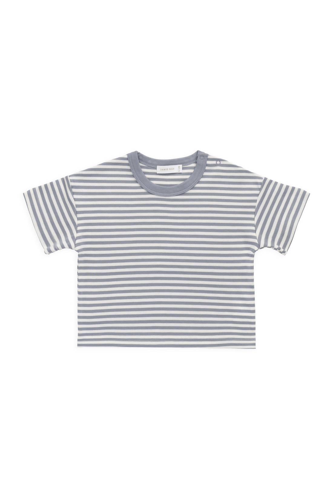 Pima Cotton Wesley Tee - Narrow Stripe Dawn/Cloud Childrens Top from Jamie Kay NZ