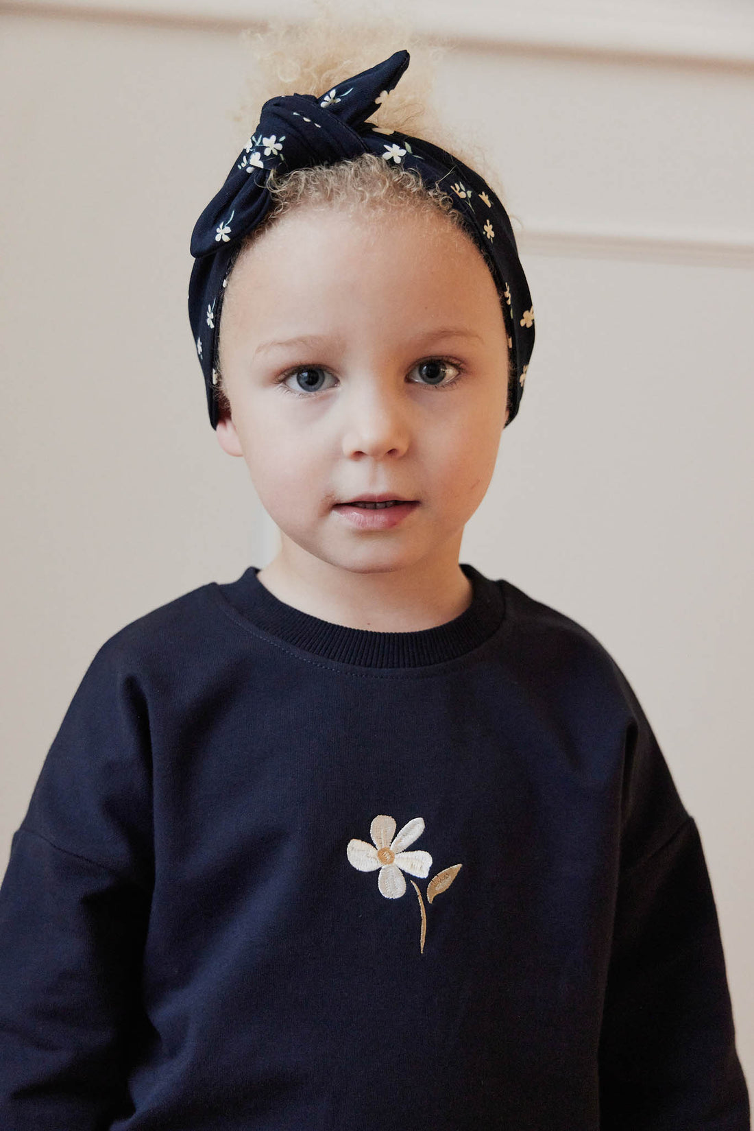 Organic Cotton Headband - Simple Flowers Midnight Childrens Headband from Jamie Kay NZ