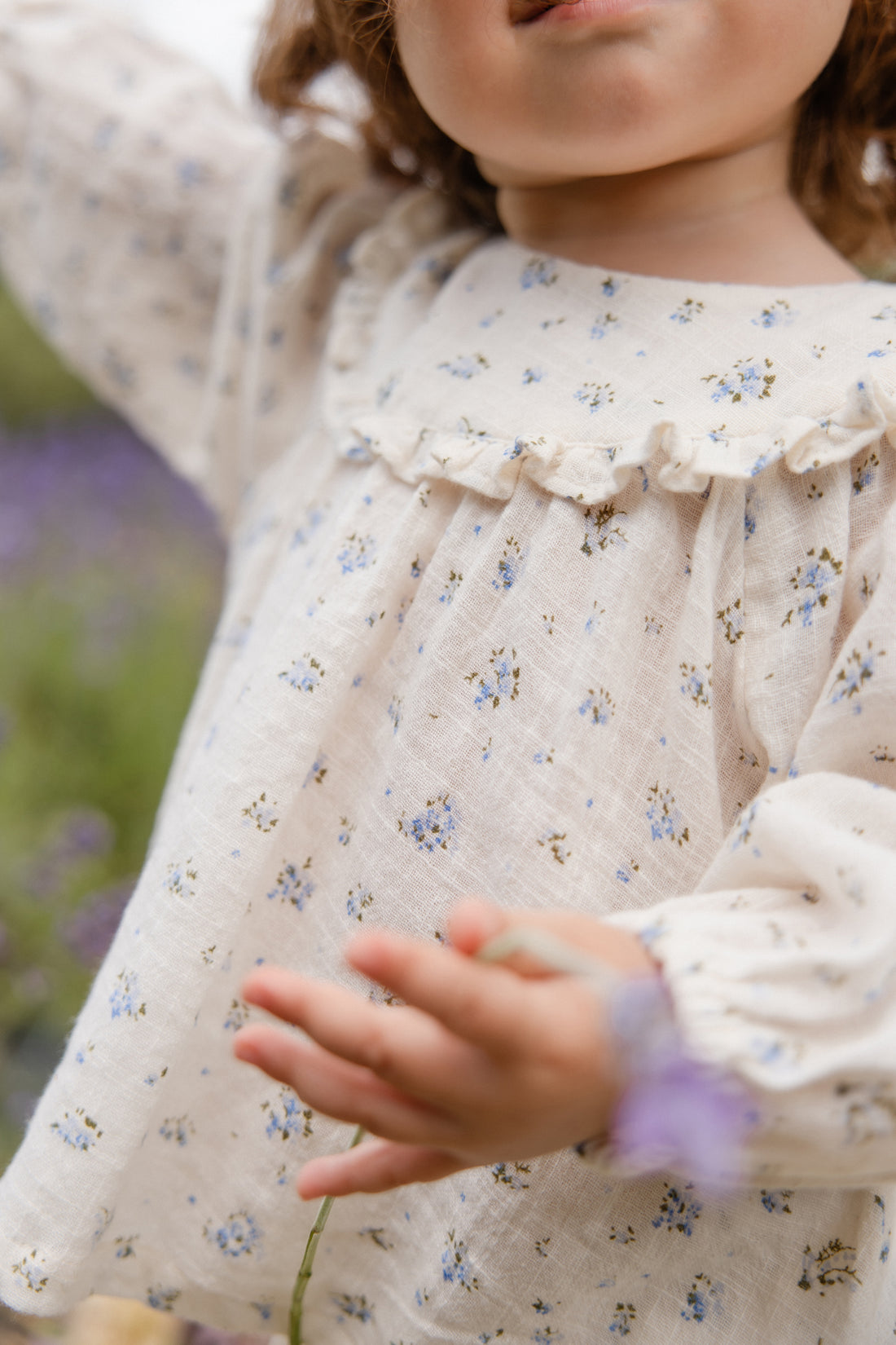 Organic Cotton Nathalie Blouse - Juniper Fields Blue Childrens Top from Jamie Kay NZ