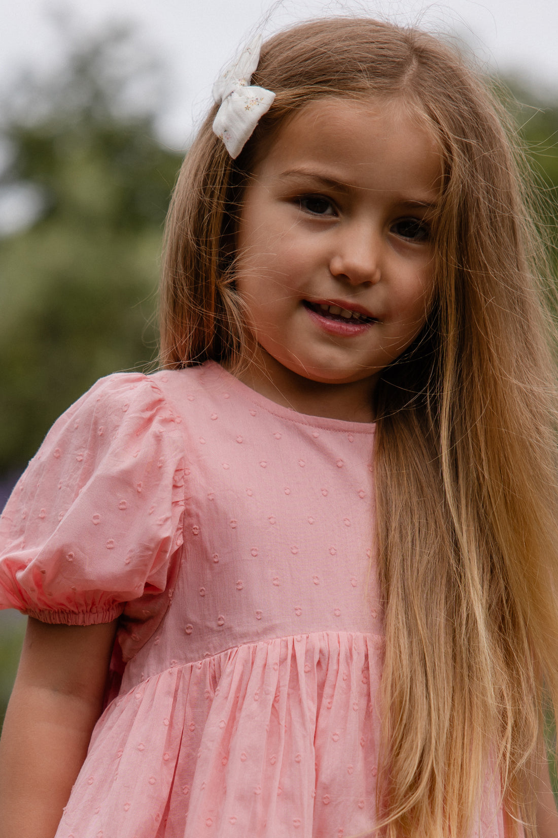 Organic Cotton Frannie Dress - Swiss Pink Childrens Dress from Jamie Kay NZ