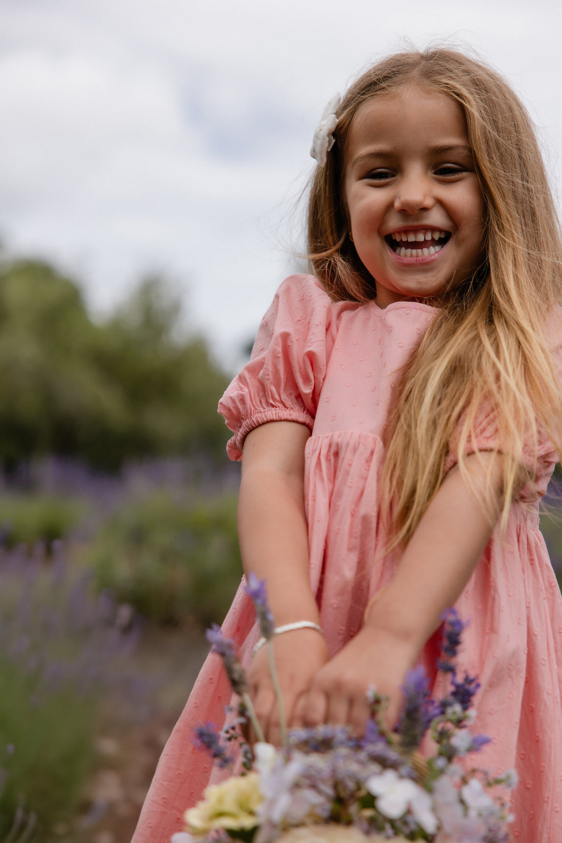 Organic Cotton Frannie Dress - Swiss Pink Childrens Dress from Jamie Kay NZ