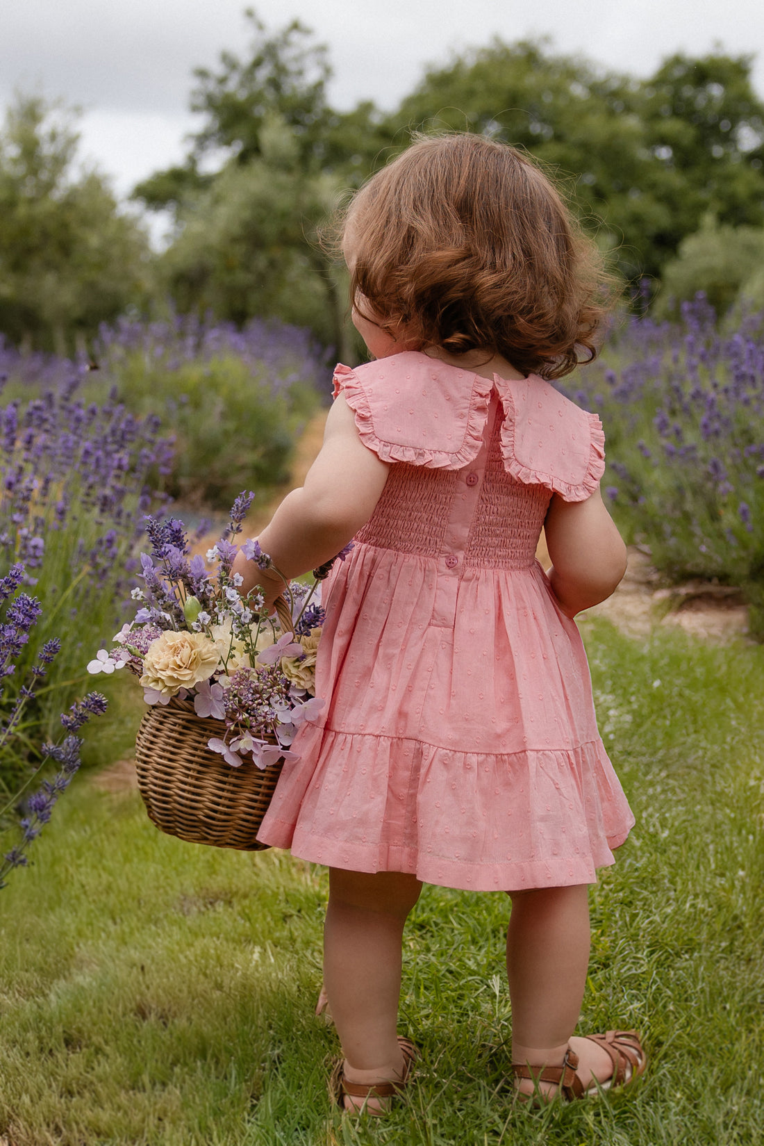 Organic Cotton Claudine Dress - Swiss Pink Childrens Dress from Jamie Kay NZ