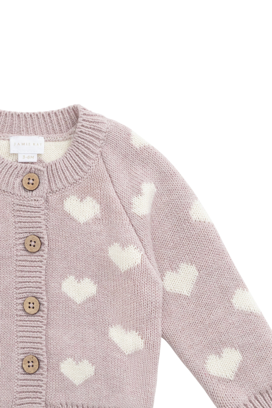 Camille Cardigan - Heart Jacquard Ballerina Marle Childrens Cardigan from Jamie Kay NZ