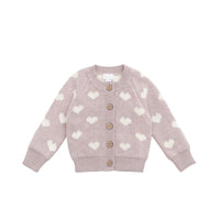 Camille Cardigan - Heart Jacquard Ballerina Marle Childrens Cardigan from Jamie Kay NZ