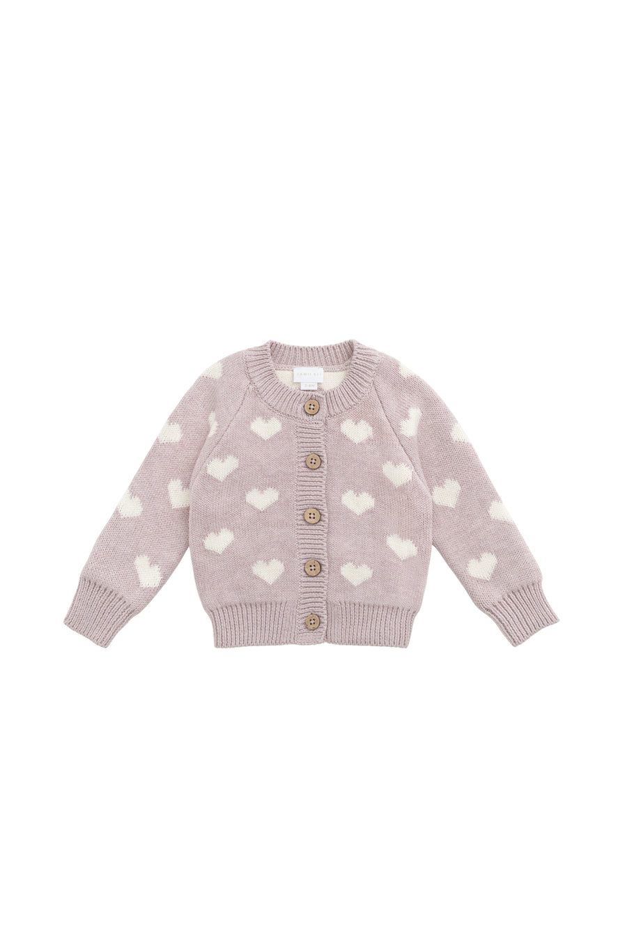 Camille Cardigan - Heart Jacquard Ballerina Marle Childrens Cardigan from Jamie Kay NZ