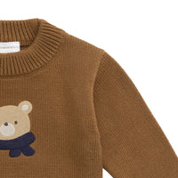 Leon Knit Jumper - Cosy Bobbie Autumn Bronze Childrens Jumper from Jamie Kay NZ