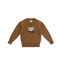 Leon Knit Jumper - Cosy Bobbie Autumn Bronze Childrens Jumper from Jamie Kay NZ