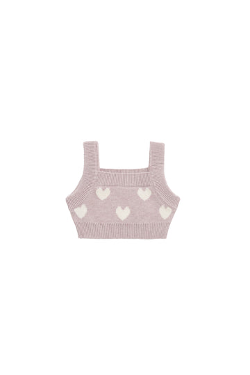 Molly Top - Heart Jacquard Ballerina Marle Childrens Top from Jamie Kay NZ