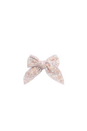 Organic Cotton Bow - Chloe Mauve Childrens Hair Bow from Jamie Kay NZ