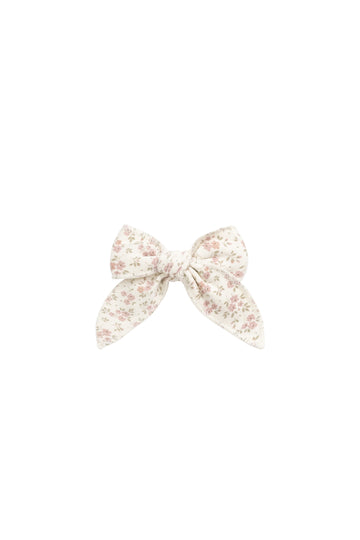 Organic Cotton Bow - Rosalie Field Blush Childrens Hair Bow from Jamie Kay NZ