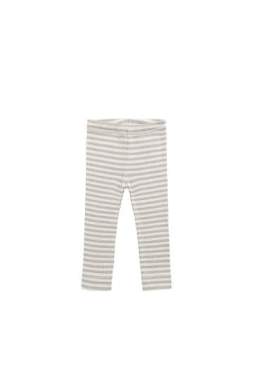 Organic Cotton Modal Elastane Legging - Narrow Stripe Gazelle/Oat Childrens Legging from Jamie Kay NZ