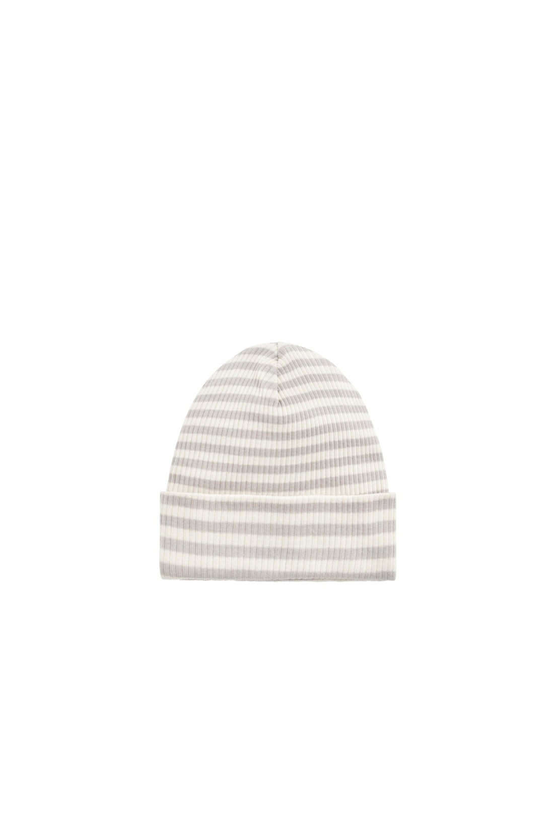 Organic Cotton Modal Lennon Beanie - Narrow Stripe Gazelle/Oat Childrens Beanie from Jamie Kay NZ