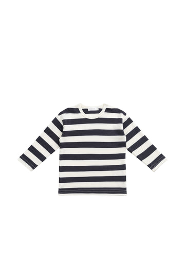 Pima Cotton Arnold Long Sleeve Top - Wide Stripe Solar System/Cloud Childrens Top from Jamie Kay NZ