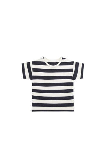 Pima Cotton Hunter Tee - Wide Stripe Solar System/Cloud Childrens Top from Jamie Kay NZ