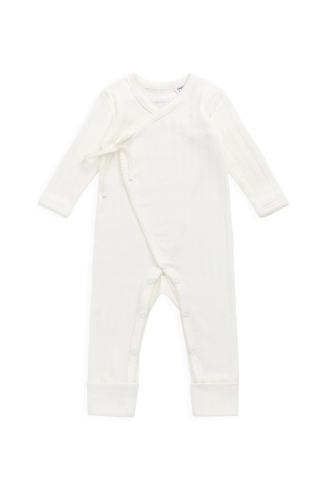 Organic Cotton Estelle Onepiece - Sweet Heart Pointelle Parchment Childrens Onepiece from Jamie Kay NZ