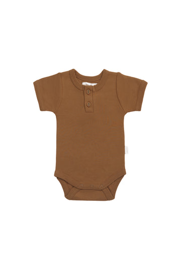 Organic Cotton Benny Tee Bodysuit - Cinnamon Childrens Bodysuit from Jamie Kay NZ