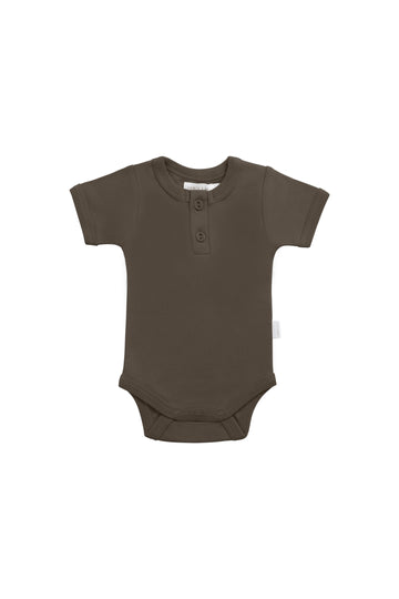 Organic Cotton Benny Tee Bodysuit - Deep Olive Childrens Bodysuit from Jamie Kay NZ