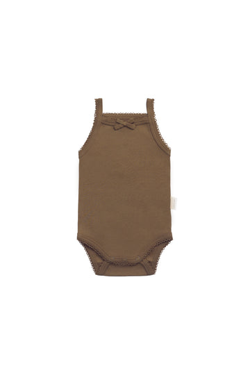 Organic Cotton Bridget Singlet Bodysuit - Autumn Bronze Childrens Singlet Bodysuit from Jamie Kay NZ