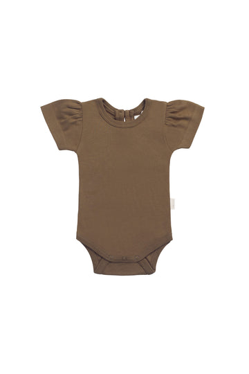 Organic Cotton Cap Sleeve Bodysuit - Autumn Bronze Childrens Bodysuit from Jamie Kay NZ