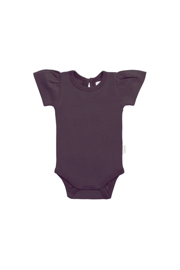 Organic Cotton Cap Sleeve Bodysuit - Sugar Plum Childrens Bodysuit from Jamie Kay NZ