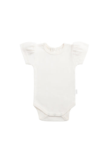 Organic Cotton Cap Sleeve Bodysuit - Milk Childrens Bodysuit from Jamie Kay NZ