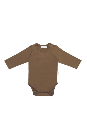 Organic Cotton Elora Long Sleeve Bodysuit - Autumn Bronze Childrens Bodysuit from Jamie Kay NZ