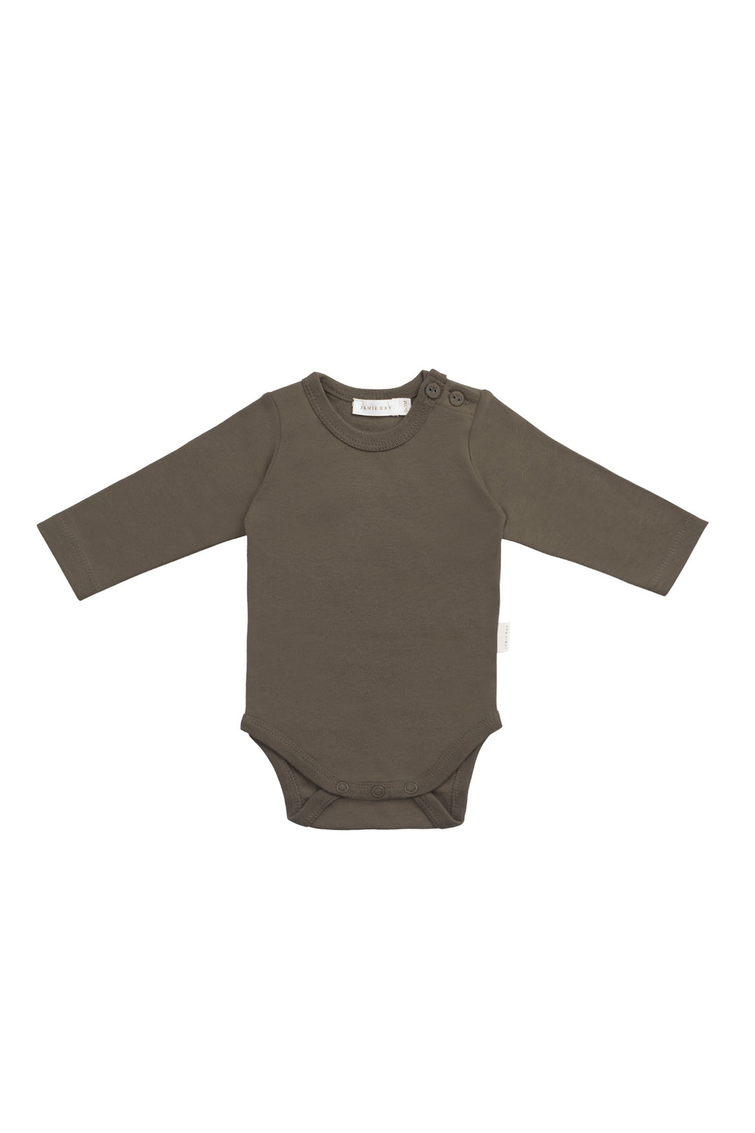 Organic Cotton Elora Long Sleeve Bodysuit - Deep Olive Childrens Bodysuit from Jamie Kay NZ