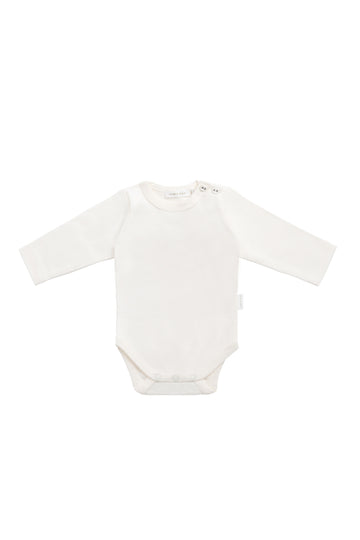 Organic Cotton Elora Long Sleeve Bodysuit - Milk Childrens Bodysuit from Jamie Kay NZ