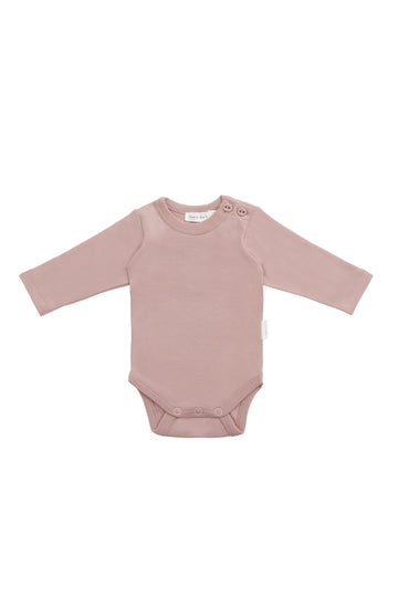 Organic Cotton Elora Long Sleeve Bodysuit - Powder Pink Childrens Bodysuit from Jamie Kay NZ