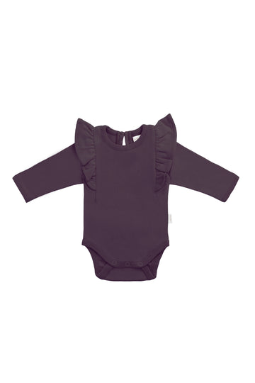 Organic Cotton Fleur Long Sleeve Bodysuit - Sugar Plum Childrens Bodysuit from Jamie Kay NZ